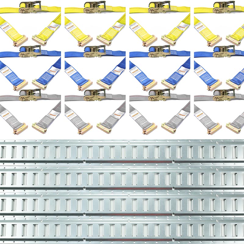 4-balenie 5FT galvanizovaných koľajnicových račňových popruhov E-Track Kit